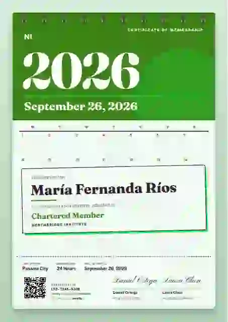 Plantilla de certificado Wall Calendar Fern de membresía
