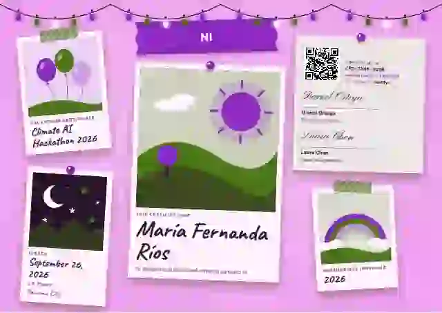 Plantilla de certificado Polaroid Wall Orchid de hackatón