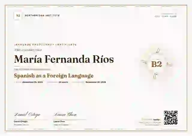 Plantilla de certificado Guilloche Amber de dominio de idiomas