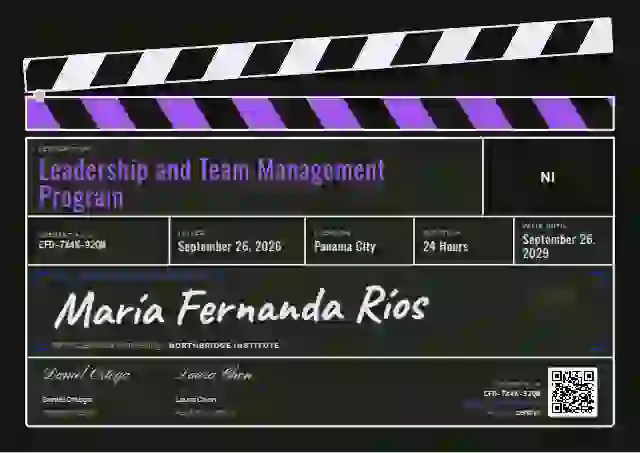 Clapperboard Amethyst latin america certificate template