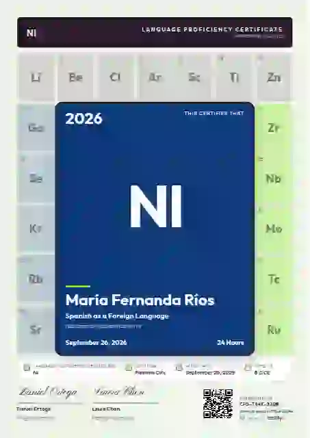 Periodic Tile Azure language proficiency certificate template