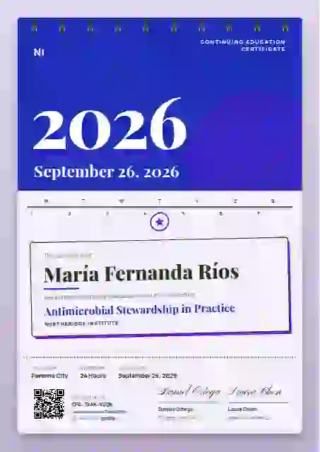 Wall Calendar Ultramarine continuing education certificate template