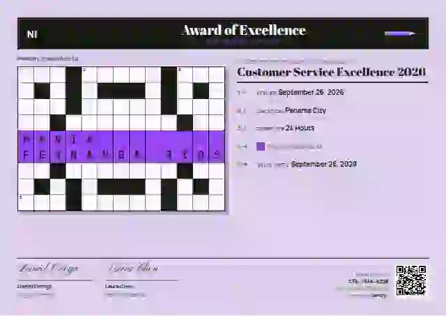 Crossword Lime awards and achievement certificate template