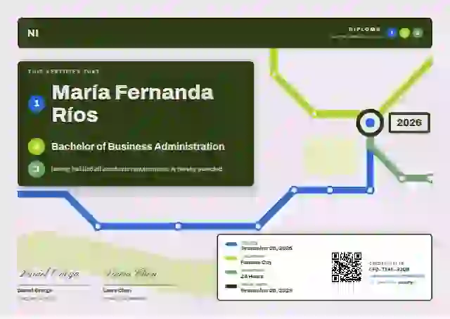 Metro Map Azure academic diploma certificate template