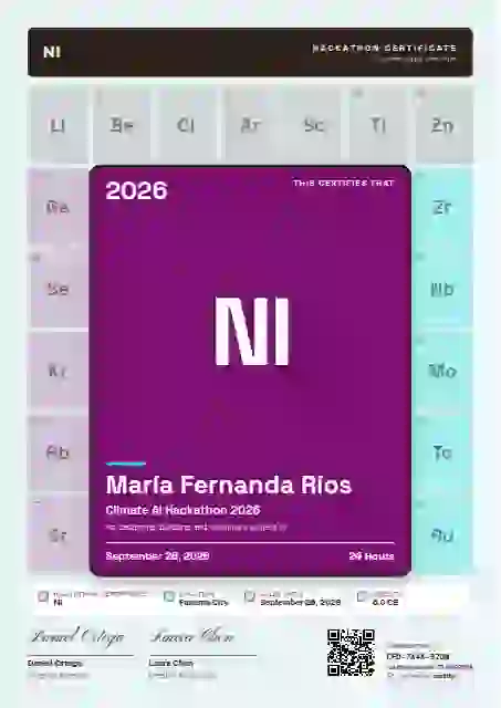 Plantilla de certificado Periodic Tile Fuchsia de hackatón