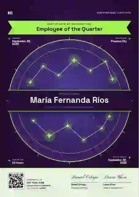 Constellation Chart Fern employee recognition certificate template