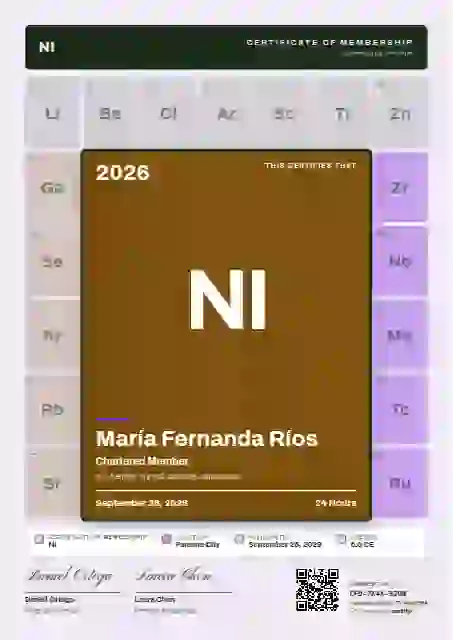 Plantilla de certificado Periodic Tile Amber de membresía