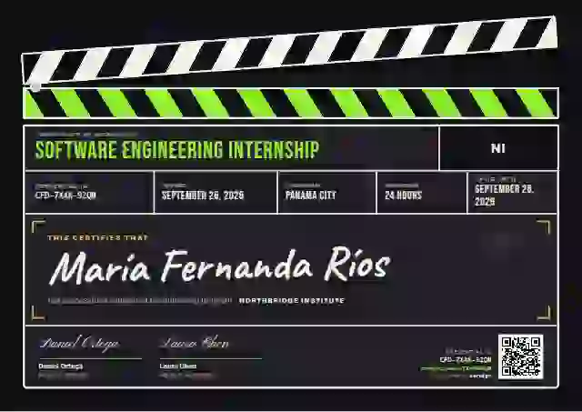Clapperboard Fern internship certificate template