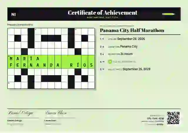 Crossword Violet sports certificate template