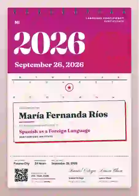 Wall Calendar Raspberry language proficiency certificate template