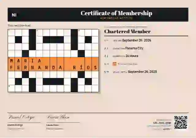 Crossword Cerulean membership certificate template