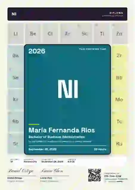 Periodic Tile Cerulean academic diploma certificate template