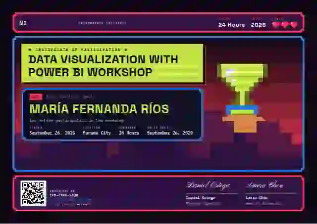 Pixel Arcade Lime webinar and workshop certificate template