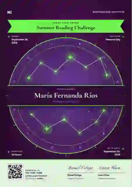 Constellation Chart Soft Fern school and kids certificate template