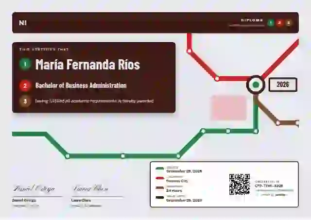 Metro Map Jade academic diploma certificate template