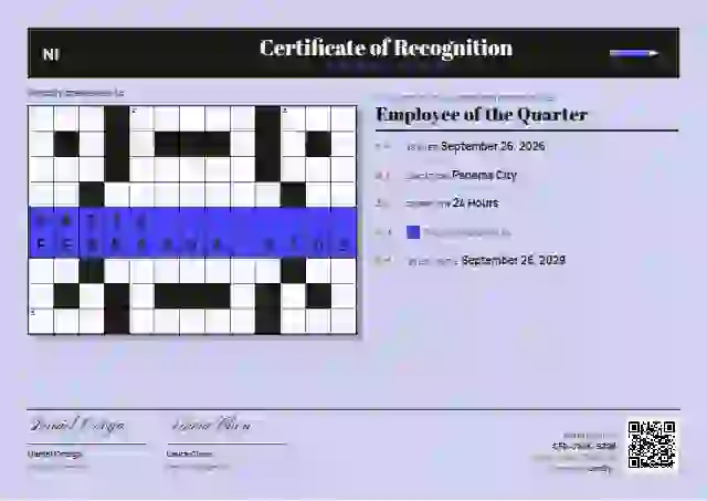 Plantilla de certificado Crossword Marigold de reconocimiento a colaboradores
