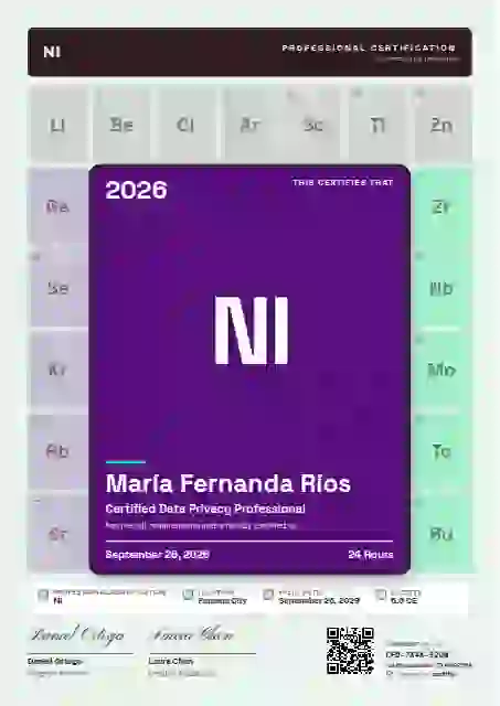 Plantilla de certificado Periodic Tile Orchid de certificación profesional