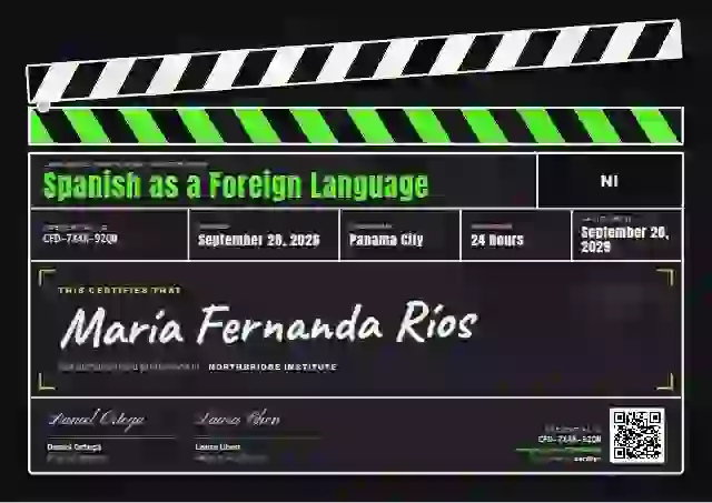 Clapperboard Soft Fern language proficiency certificate template