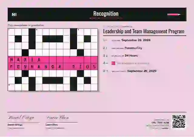 Crossword Jade latin america certificate template