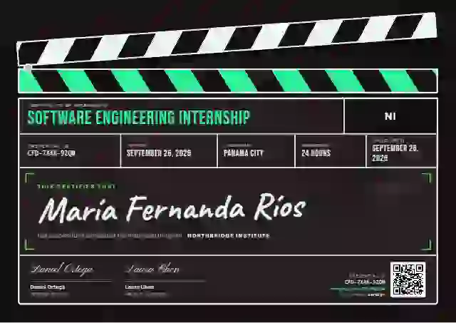 Clapperboard Jade internship certificate template