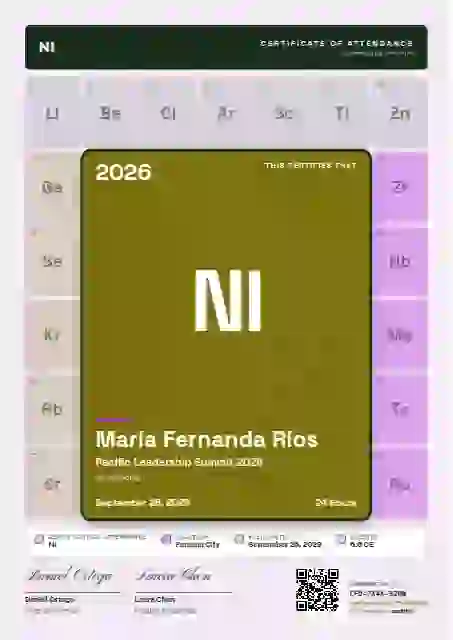 Periodic Tile Marigold event attendance certificate template