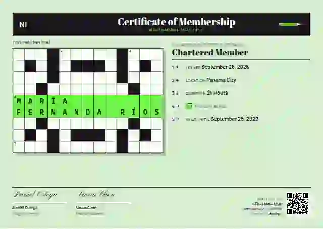 Crossword Orchid membership certificate template