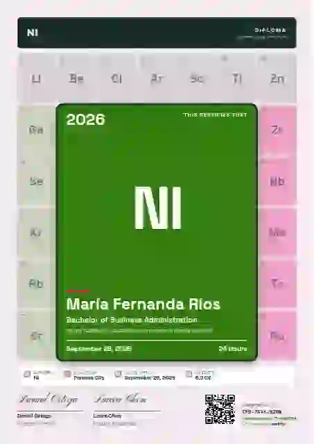 Periodic Tile Fern academic diploma certificate template