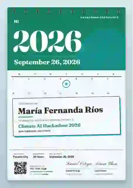 Plantilla de certificado Wall Calendar Seafoam de hackatón