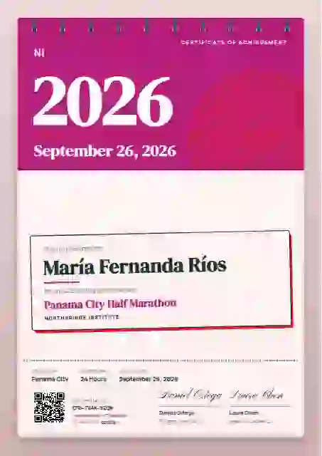Plantilla de certificado Wall Calendar Raspberry No Month Grid de deportes