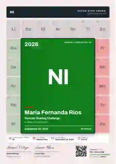 Plantilla de certificado Periodic Tile Meadow Square Tile de escuela y niños