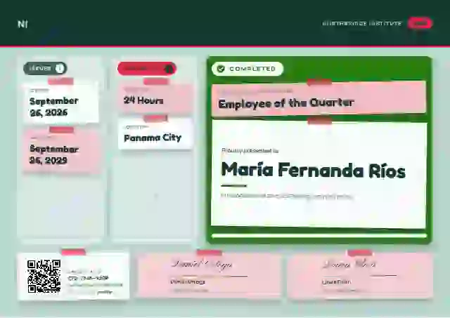 Plantilla de certificado Kanban Board Fern No Tick Badges de reconocimiento a colaboradores
