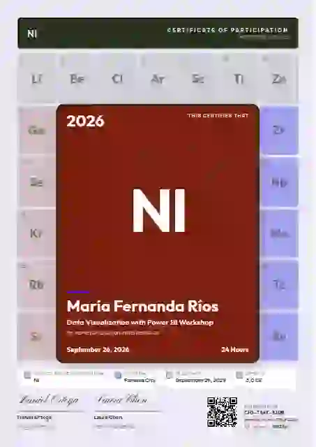 Plantilla de certificado Periodic Tile Vermilion No Footer Rule de webinar y taller