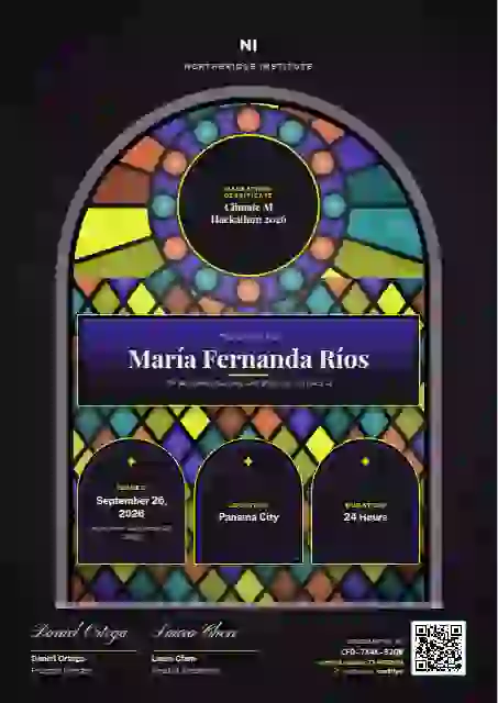 Plantilla de certificado Stained Glass Vermilion Heavy Lead Lines de hackatón