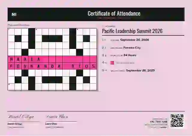 Plantilla de certificado Crossword Jade No Pencil Stub de asistencia a eventos