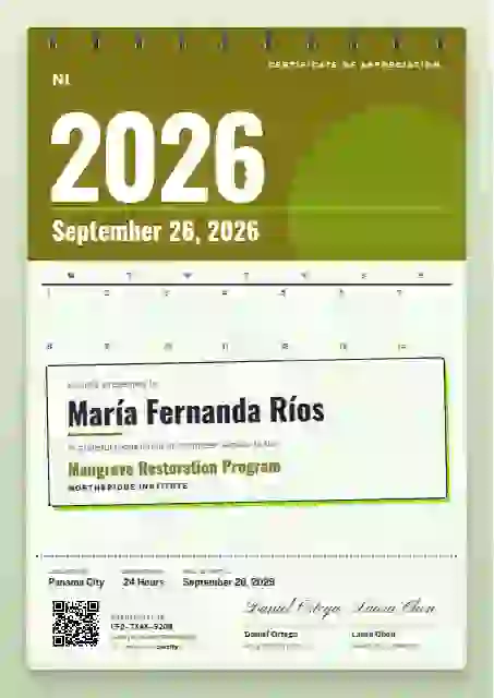Plantilla de certificado Wall Calendar Marigold No Circled Day de reconocimiento a voluntarios