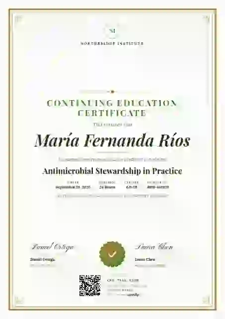 Portrait Classic Olive continuing education certificate template