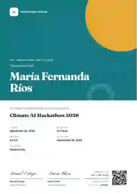Plantilla de certificado Portrait Modern Teal de hackatón