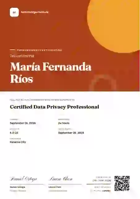 Portrait Modern Terracotta professional certification certificate template