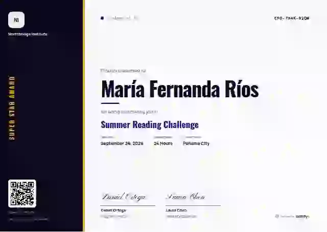 Vertical Sidebar Indigo school and kids certificate template