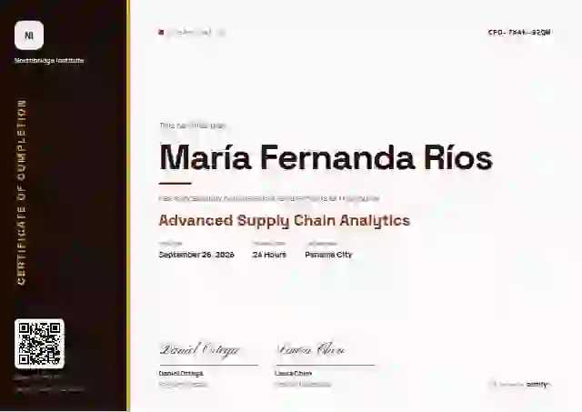 Vertical Sidebar Terracotta course completion certificate template
