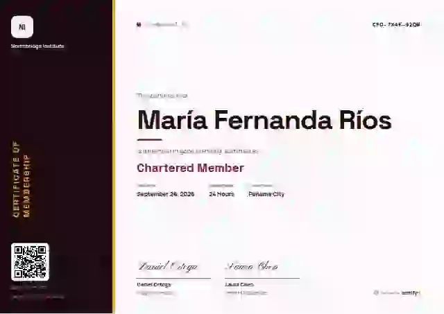 Vertical Sidebar Rose membership certificate template