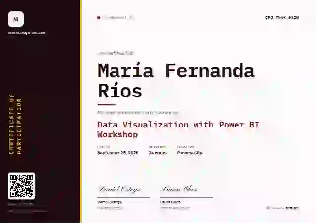 Vertical Sidebar Burgundy webinar and workshop certificate template