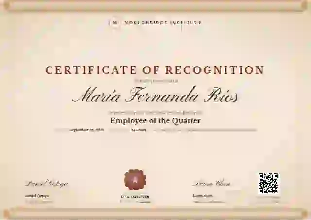 Scroll Parchment Sand employee recognition certificate template