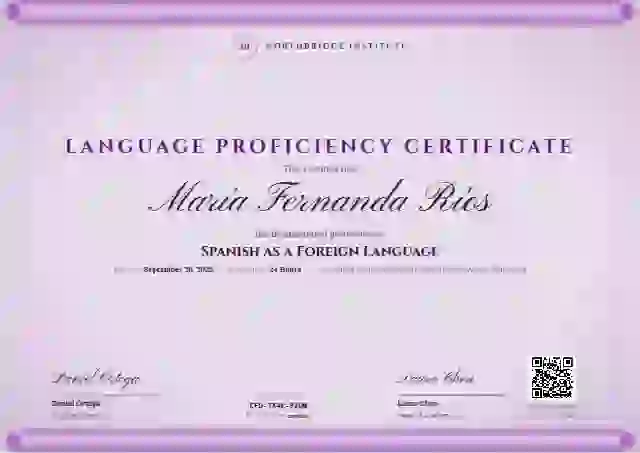 Scroll Parchment Lilac language proficiency certificate template