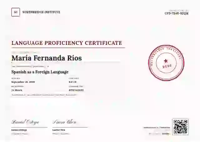 Rubber Stamp Maroon Ink language proficiency certificate template