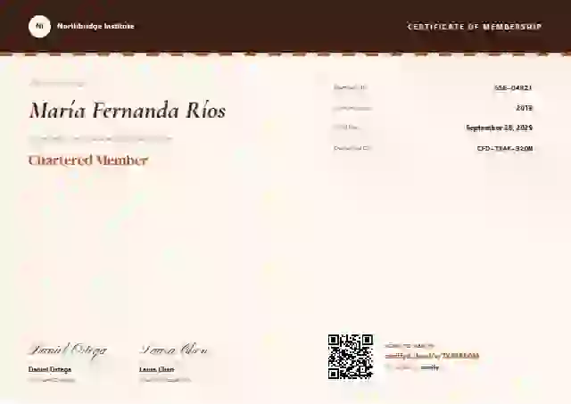 Onyx membership certificate template