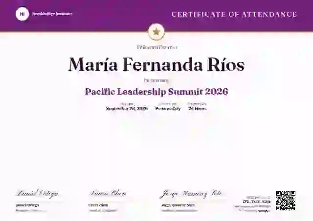 Triple Signature Plum event attendance certificate template