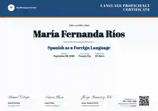 Triple Signature Slate No Emblem language proficiency certificate template