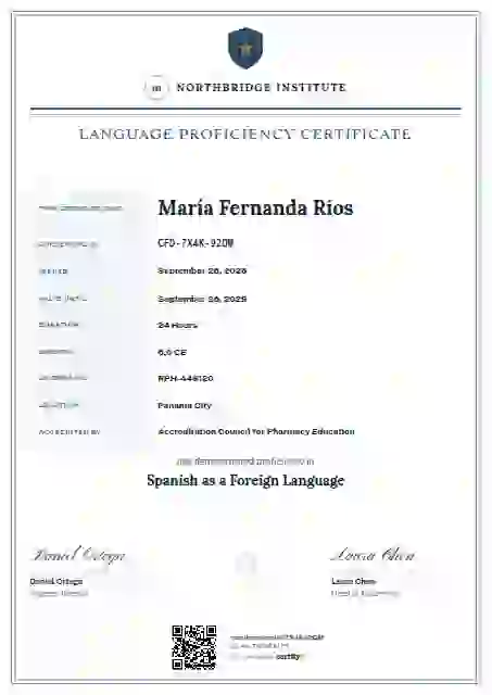 Civic Ledger Slate language proficiency certificate template