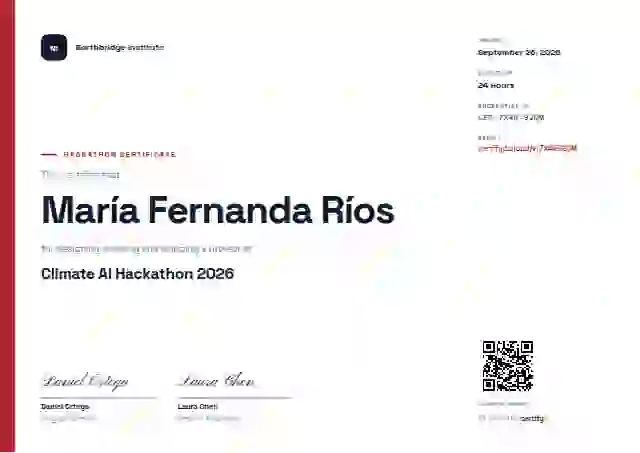 Modern Minimal Crimson hackathon certificate template